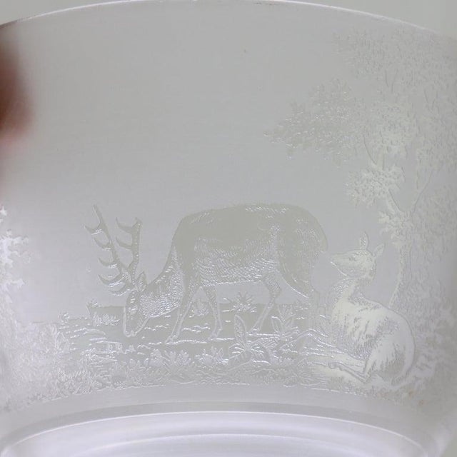 Transparent Pair of Antique Figural Elk Etched Glass Lamp Shades C1890 For Sale - Image 8 of 10