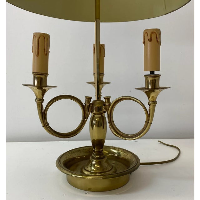 19th Century French Bouillotte Triple Socket Table Lamp W/ Adjusting Shade Outstanding table lamp with adjusting up/down...