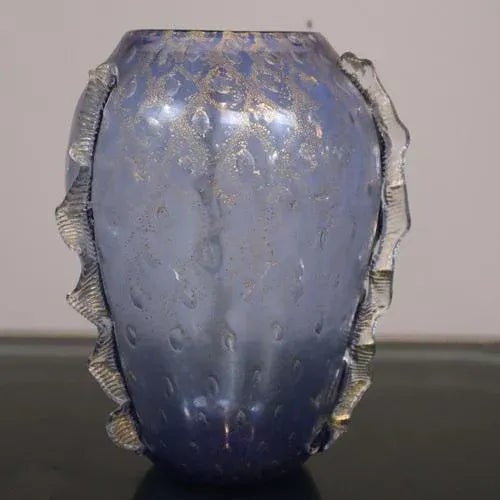 Vintage Murano Glass Vase in Blue and Gold, Italy, 1980s For Sale - Image 5 of 5