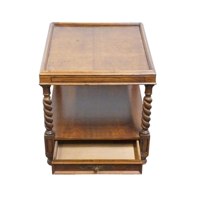 Late 20th Century Hekman Furniture Solid Walnut & Birds Eye Maple 22" Accent End Table W. Rope Twist Legs For Sale - Image 5 of 12