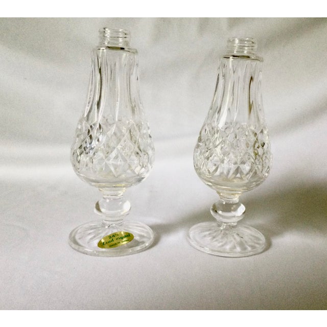 1980s Crystal Salt and Pepper Shakers- A Pair For Sale - Image 5 of 8