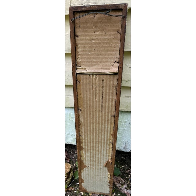 French 1860s French Trumeau Mirror Narrow Gold Frame Scene of Lay of the House & Her Maid For Sale - Image 3 of 5