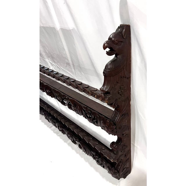 A magnificent and beautifully scaled 19th-century antique Belgian wall-mounted plate rack (archelle), expertly hand-carved...