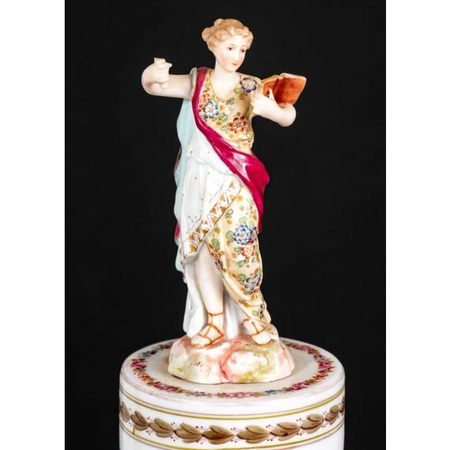French Louis XVI Style Sevres White Ground Figural Clock For Sale - Image 3 of 6