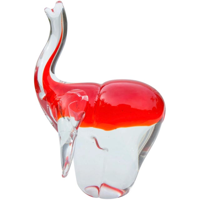 Murano Mid-Century Murano Italian Art Glass Elephant Figurine For Sale - Image 4 of 7