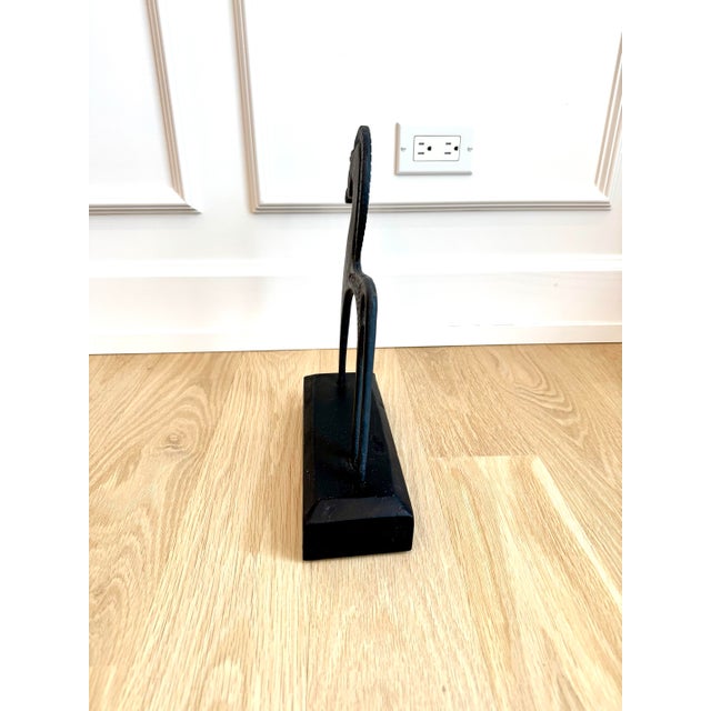 Mid-Century Modern Cast Iron Etruscan-Inspired Horse Sculpture For Sale - Image 4 of 7