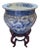 Antique Blue and White Chinese Planter on Wood Stand, 19th Century For Sale