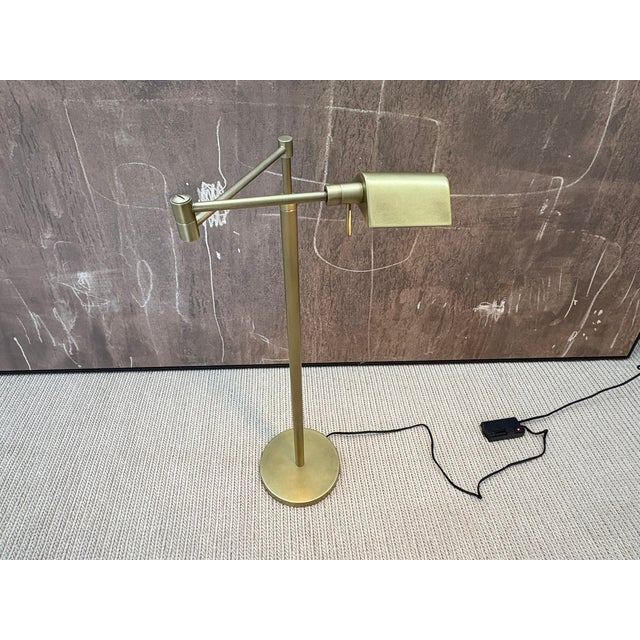 Metal Rh Métier Task Floor Lamp Lacquered Burnished Brass | Adjustable Swing Arm | Dimmable Task Lighting For Sale - Image 7 of 18