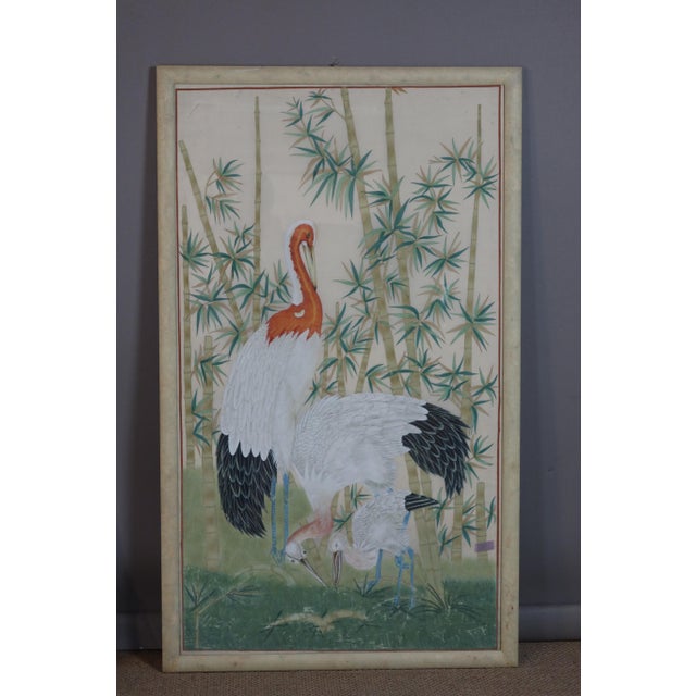 Silk Painting with Ibises, 1950s For Sale - Image 8 of 8