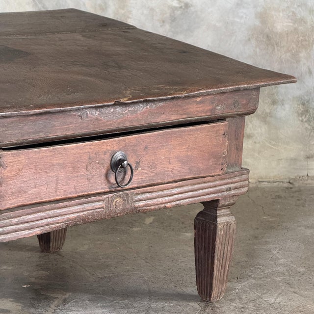 Brown Small Antique Indonesian Teak Writing Table, 1930s For Sale - Image 8 of 11