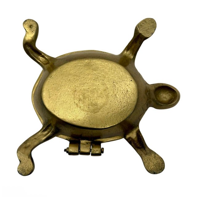 Vintage Gold Tone Metal 8” Turtle Decorative Trinket Box W/Hinged Lid a-17. For Sale In Atlanta - Image 6 of 7