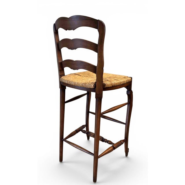 Brown French Country Rush Seat Bar Stools - Set of 3 For Sale - Image 8 of 13