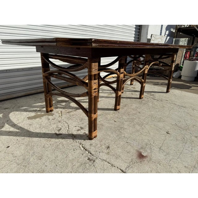 Late 20th Century Handcrafted in Thailand Boho Chic Bamboo/Teak Dining Room Table For Sale - Image 12 of 12