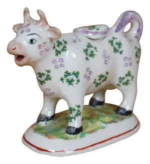 Antique Staffordshire Pearlware Shamrock Clover Cow Creamer