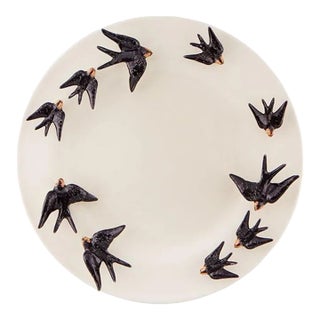Bordallo Pinheiro Primavera Plate with Swallows, 17.5" For Sale