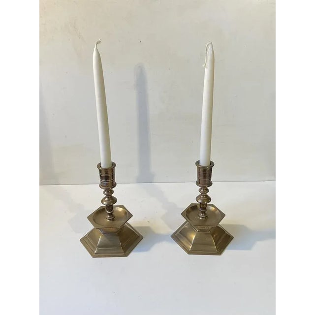 1930s Vintage Church Altar Candlesticks in Brass, 1930s, Set of 2 For Sale - Image 5 of 8