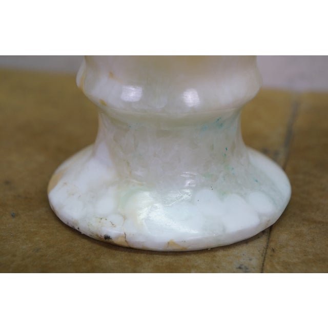 Vintage Carved Onyx Alabaster Grecian Style Flower Bud Vase Urn 10" For Sale - Image 12 of 13