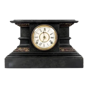 Antique E. Ingraham Style Black Wood Mantel Clock