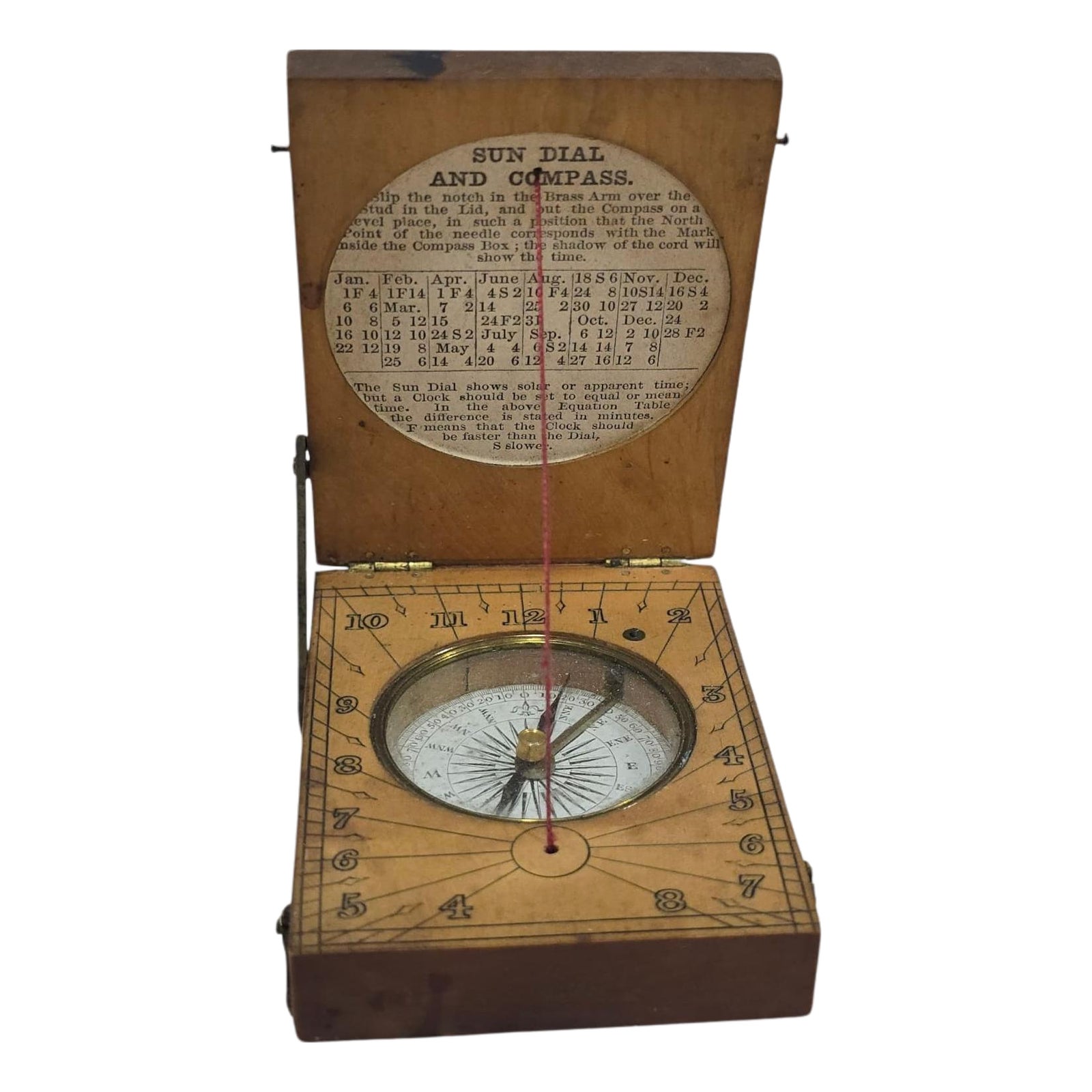Portable Wooden Sundial, 1890s | Chairish