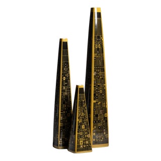 Yellow Model 1703 Porcelain Vase Set by Hans Theo Baumann for Rosenthal, 1964, Set of 3 For Sale