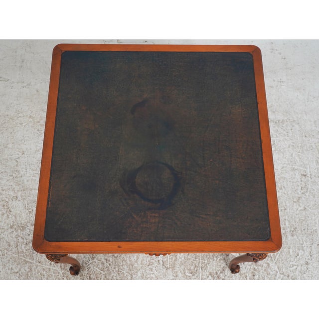 French Vintage Leather Top Louis XV Style Carved Table W. 4 Chairs For Sale - Image 3 of 18