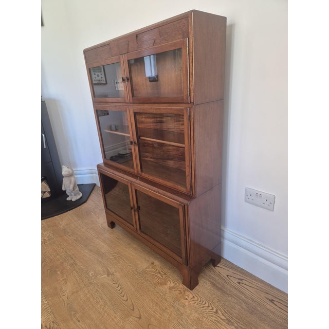 Brown Vintage Art Deco Glazed Mahogany Sectional Bookcase from Minty Oxford, 1930s For Sale - Image 8 of 15