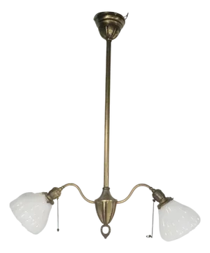 Early Electric Brass Two Arm Chandelier Made in Usa Circa 1900/20's