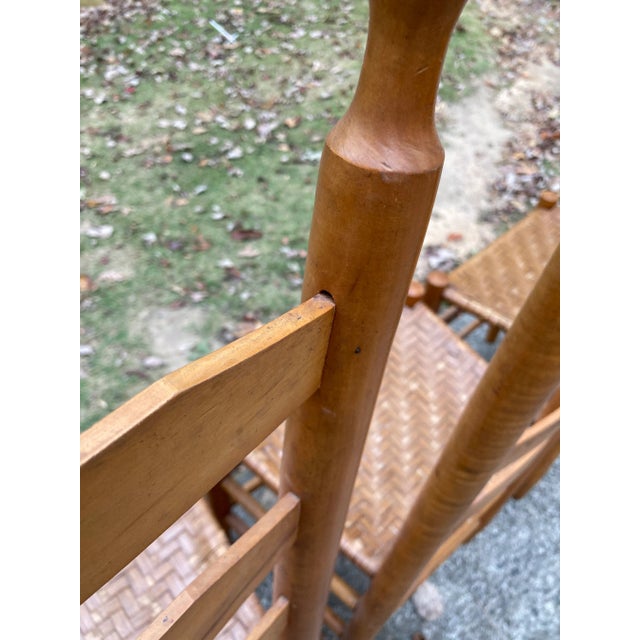 Late 19th Century Antique Primitive Shaker Style High Slat Back Side Chairs With Flat Reed Splint Woven Seats - Set of 4 For Sale - Image 5 of 10