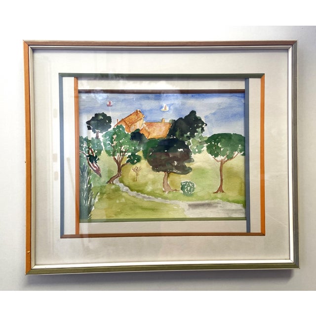 After Maurice Blanchard, Bucolic Countryside Landscape, 1970s, Watercolor, Framed For Sale - Image 8 of 8