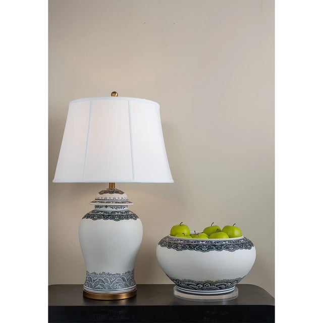 Asian Ming Indigo Ginger Jar Lamp For Sale - Image 3 of 4