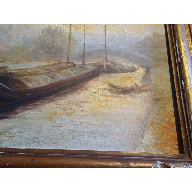 Yvonac Annurey R, Barge, 1800s, Oil on Canvas, Framed For Sale - Image 14 of 17