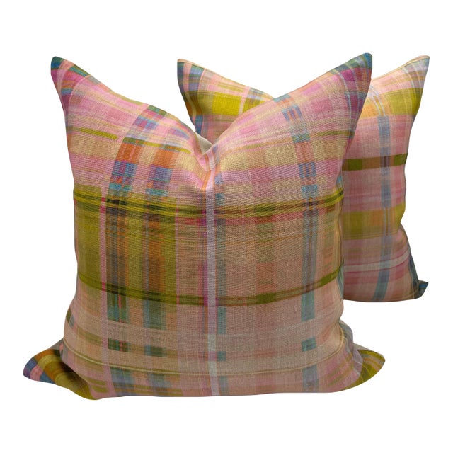 Anna Spiro Tattie Tartan Pillows- A Pair For Sale