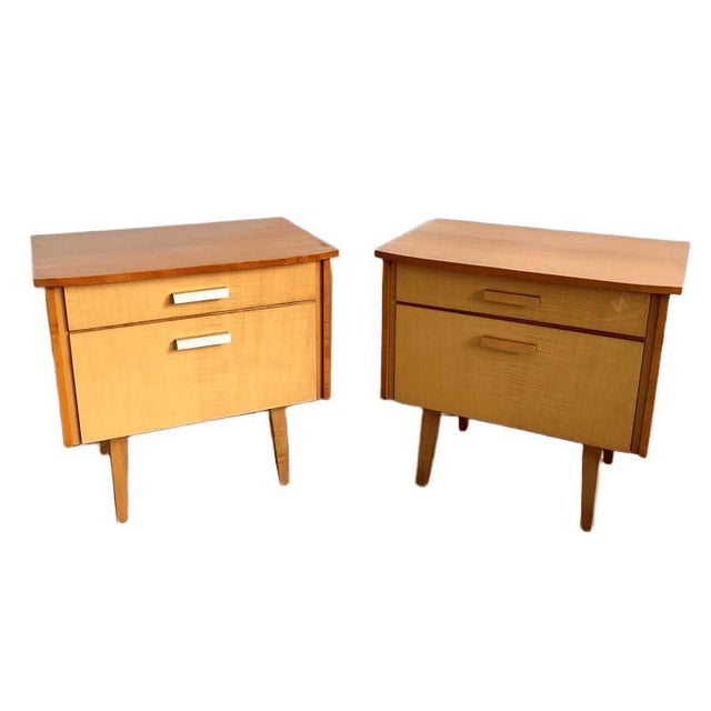 Mid-Century Modern Danish Bedside Tables in Duo-Tone Wood, 1950s, Set of 2 For Sale - Image 10 of 11