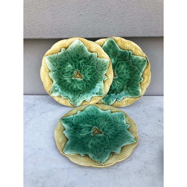 French Majolica leaves plate Gien, circa 1880.