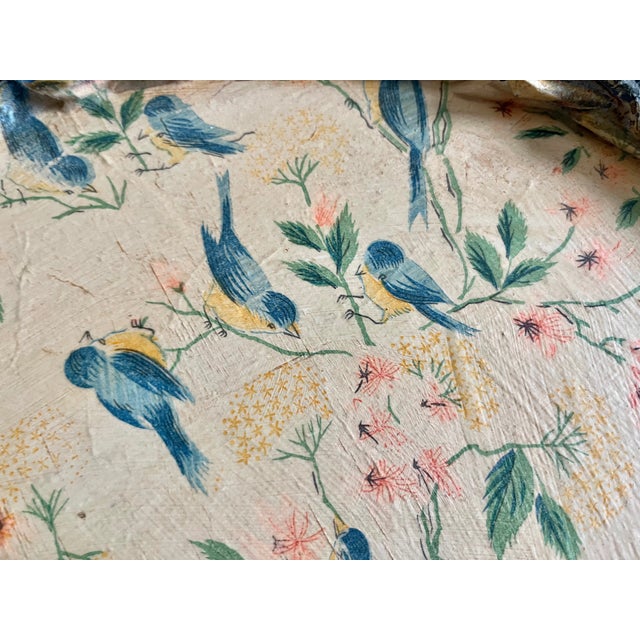 Hand Painted Robins and Spring Flowers Large Wicker Basket For Sale In New York - Image 6 of 10