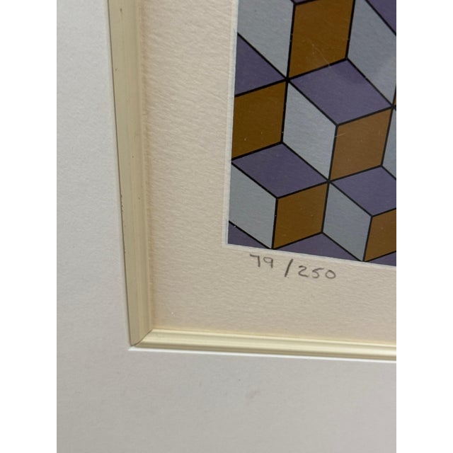 Victor Vasarely Silkscreen Nebulus Signed Beautifully Framed Circa 1980 For Sale - Image 9 of 13