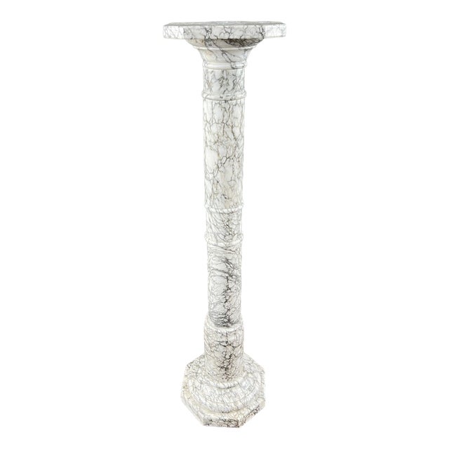 20th Century White Veined Marble Column For Sale