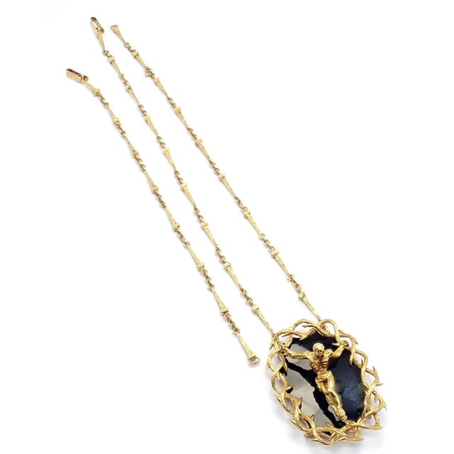 Contemporary 1970s Salvador Dali Gold Black Onyx Christ Saint John Cross Bracelet Necklace Cert For Sale - Image 3 of 11