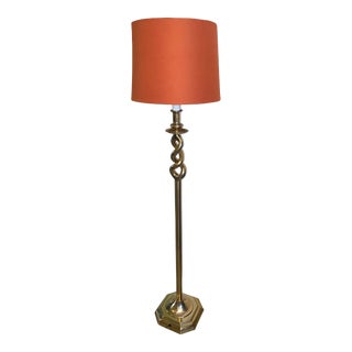 1970s Twisted Brass Floor Lamp For Sale