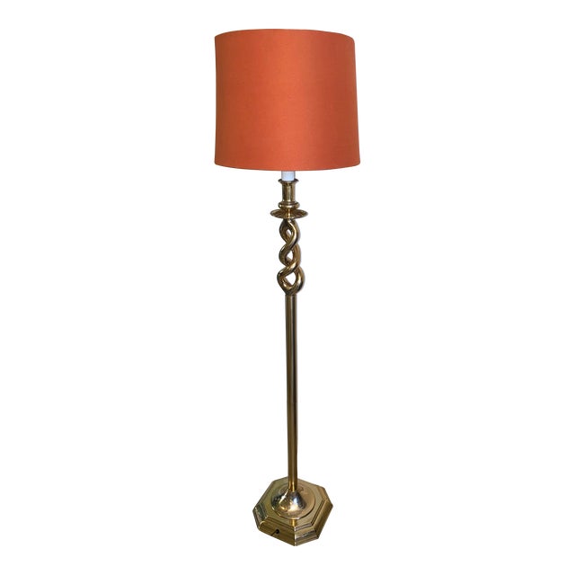 1970s Twisted Brass Floor Lamp For Sale