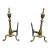 Pair 1920s Vintage Brass Andirons Chippendale Claw Ball Feet Fireplace For Sale