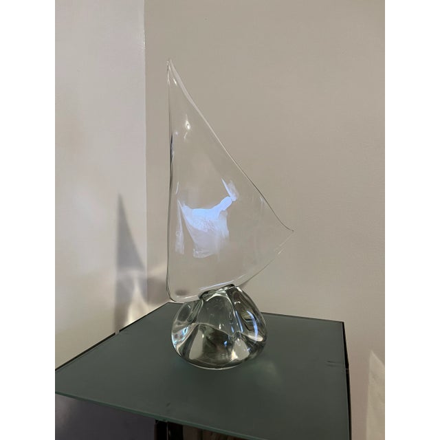 Daum Vintage Crystal Sailboat Sculpture Signed For Sale - Image 4 of 7