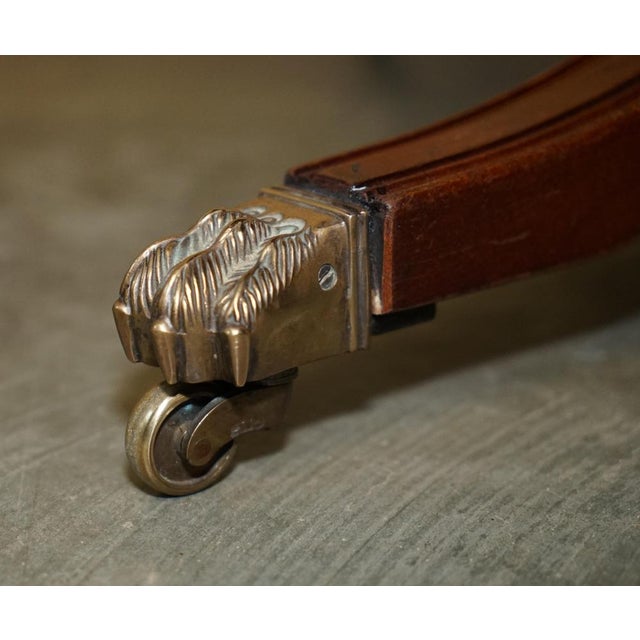 Round Extending Dining Table with Hand Dyed Brown Leather Top For Sale - Image 14 of 18