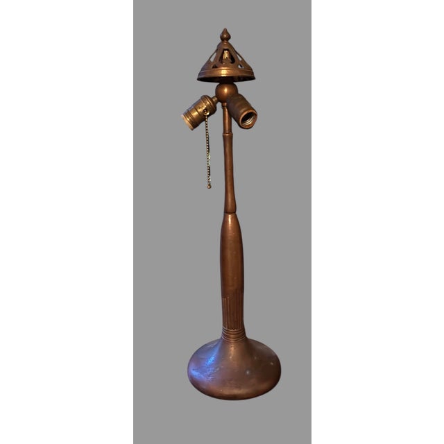 Glass Early 20th Century Handel Co. Table Lamp With Floral Decorated Reverse Painted Glass Shade For Sale - Image 7 of 12