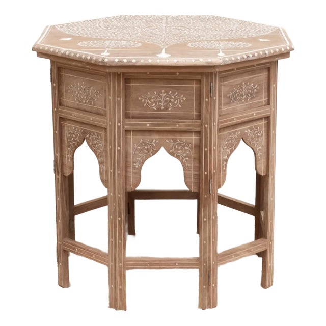 Tree of Life Inlay Folding Side Table For Sale