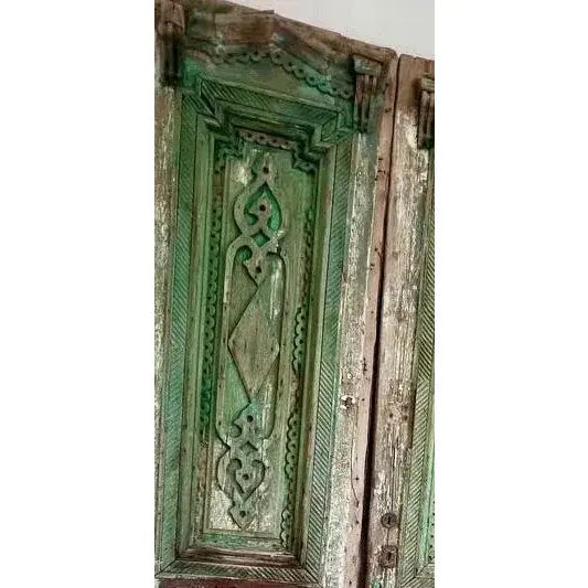 Pair Antique Vintage French European Tall Wood Doors For Sale - Image 4 of 7