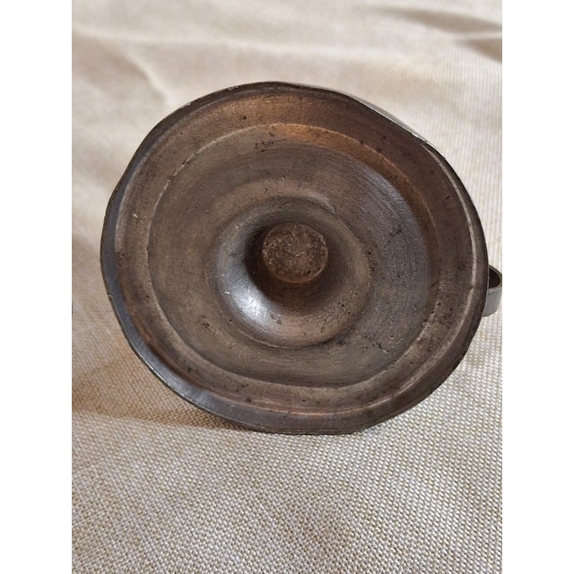 Pair Antique Pewter Whale Oil Finger Lamps Single Tube Drop Burners C. 1830-1850 For Sale - Image 14 of 18