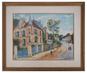 Elisée Maclet, Château in Montmorency, 20th Century, Original Watercolor, Framed