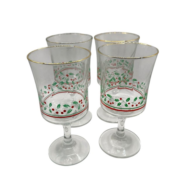 1980s Set of 4 Vintage Arby's Christmas Collection Wine Goblets - A Set of 4 For Sale - Image 5 of 11