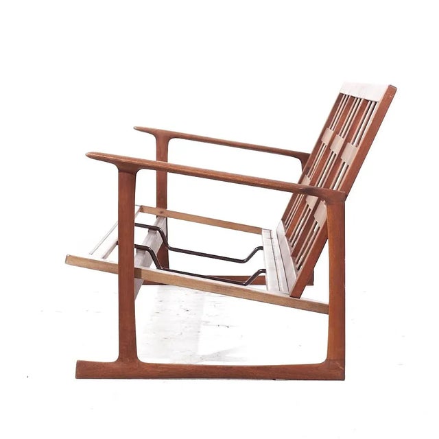 Mid 20th Century Kofod Larsen for Selig Mid Century Danish Walnut Sled Leg Sofa For Sale - Image 5 of 10